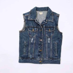 Mudd Distressed Denim Vest Jean Vest Small